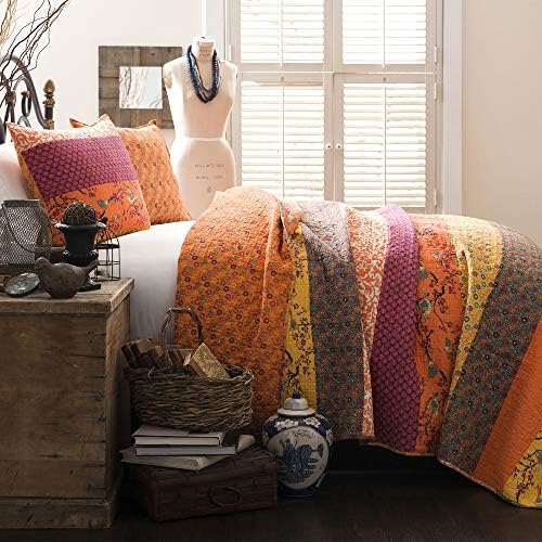  Royal Empire Reversible 3 Piece Cotton Duvet Cover Set, King, Tangerine