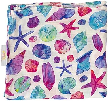  Florida Kid Co. Fish Baby Swaddle Blanket - 70% Bamboo/ 30% Cotton Muslin - Silky Soft, Breathable, Lightweight, Multipurpose, Nursery Shower Gift, Large - 47 In. X 47 In. Baby Essentials