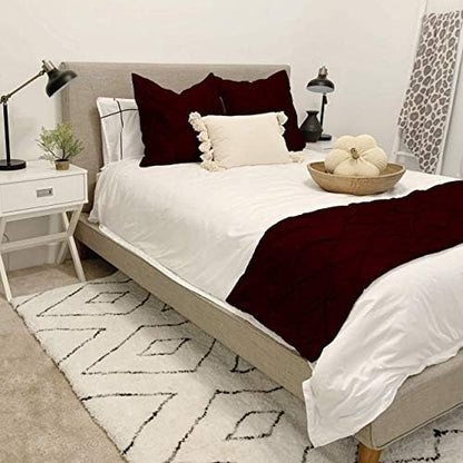  3 Piece Pinch Pleated Bed Runner Set Decorative Bed Scarf 100% Egyptian Cotton 400 Thread Cotton Hotel Class Bedding (1 Bed Runner, 2 Pillow Shams) (Dark Grey, Twin)