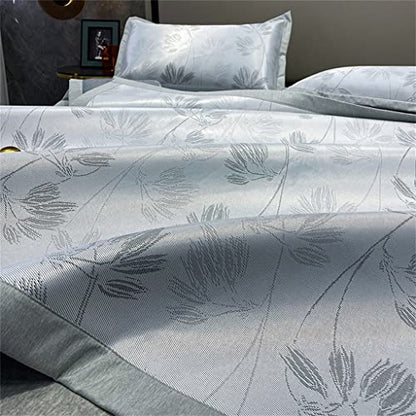  SXDS Summer Dark Pattern Jacquard Ice Silk Mat Three-Piece Washable Folding Air Conditioner Soft Mat