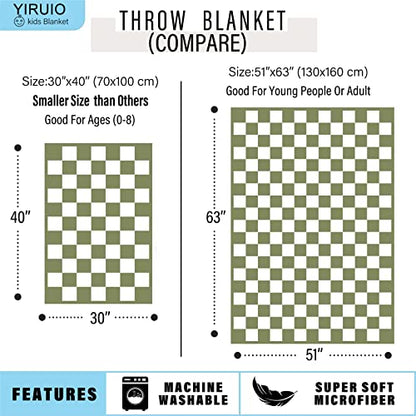  Throw Blankets Checkerboard Checkered Chessboard Warmer Comfort Reversible Microfiber Soft Cozy For Kids Baby Children(sage Green, 30''x40'')