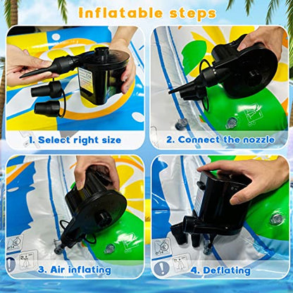 4D Battery Powered Portable Air Pump, Electric Air Pump For Mattress Inflatables Paddling Pool Beach Toys, Travel Air Pump For Swimming Rings Bed Pool Toys (3 Air Nozzles)