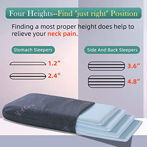  LOFE King Adjustable Memory Foam Pillow - 4 Heights From 1.2 To 4.8in, Cervical Pillow For Neck Pain Relief, Neck Support Pillow For Side Sleepers, Back/Stomach Sleepers, A Bamboo Cover, CertiPUR-US