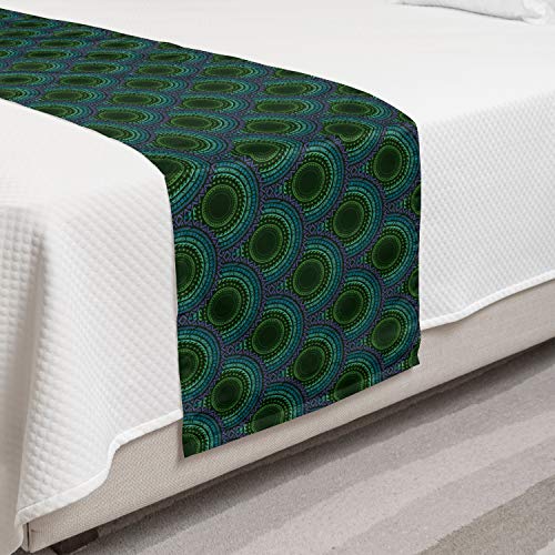  Ambesonne Skull Bed Runner Set, Geometric Skulls And Hearts Crosses Stitch Work Knitted Nordic Pattern Print, Decorative Bedding Scarf And 2 Pillow Shams For Hotels Homes, King, Grey Red Coconut