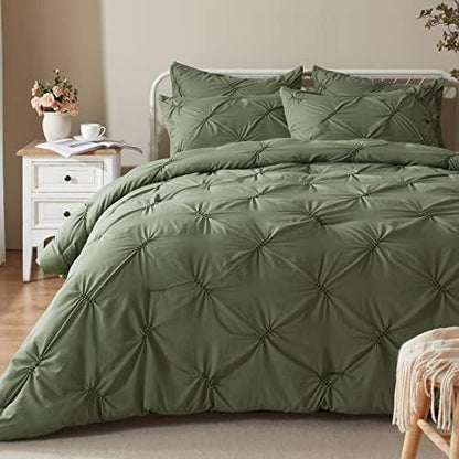  Queen Comforter Set -Pintuck Down Alternative Comforters With 2 Pillow Shams, Soft Queen Size Bedding Comforter Sets Lightweight All Season (Pink,88x88 Inches, 3 Pieces)