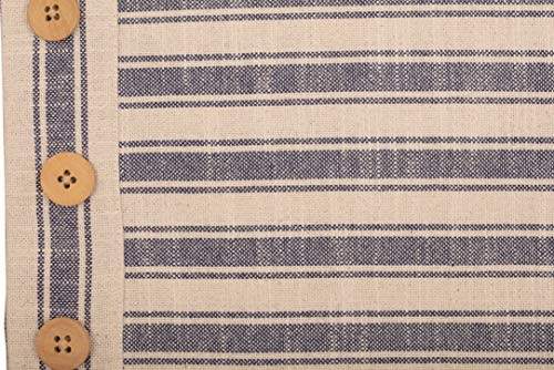  Piper Classics Market Place Blue Ticking Stripe Pillow Cover, 12" X 20", Farmhouse Décor Blue & Natural Cream W/Buttons