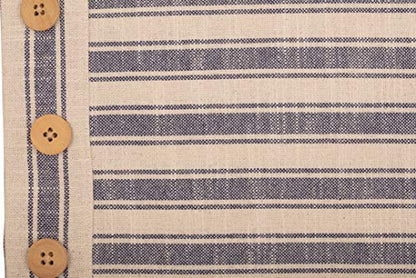  Piper Classics Market Place Blue Ticking Stripe Pillow Cover, 12" X 20", Farmhouse Décor Blue & Natural Cream W/Buttons