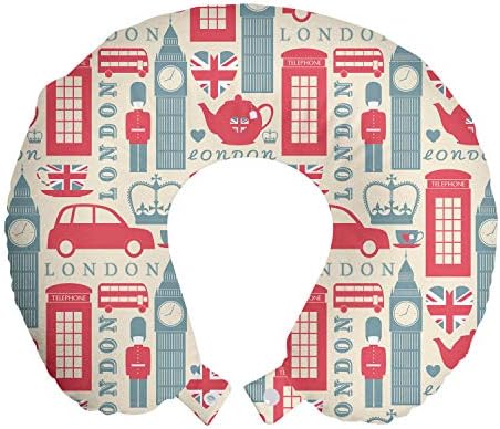  Ambesonne Soccer Travel Pillow Neck Rest, Monochrome Design Pattern Of Classical Football Balls Boys Cartoon Pattern, Memory Foam Traveling Accessory For Airplane And Car, 12", White Black