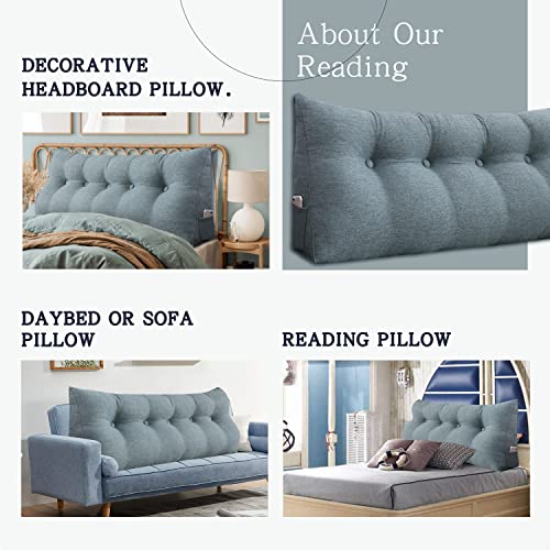  VERCART Triangular Headboard Wedge Pillow Daybed Pillows Bed Headboard Pillow Wedge Bed Rest Reading Pillow Gap Filler Triangle Back Cushion Lumbar Positioning Upholstered Linen Blend Grey Twin