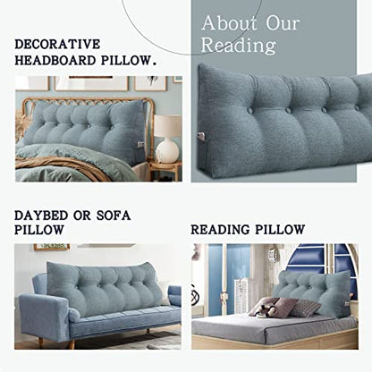  VERCART Triangular Headboard Wedge Pillow Daybed Pillows Bed Headboard Pillow Wedge Bed Rest Reading Pillow Gap Filler Triangle Back Cushion Lumbar Positioning Upholstered Linen Blend Grey Twin