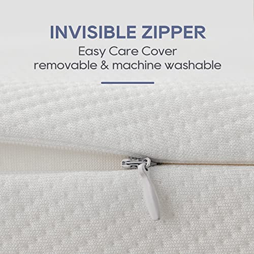  Cube Memory Foam Pillow For Side Sleepers (24"x12"x5" Medium Support), Thick Bed Pillow For Sleeping With Bamboo Cover, Rectangle Pillow For Neck And Shoulder Pain Relief - King, Queen, Square | White