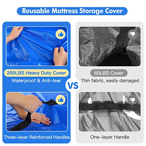  NVRGIUP Mattress Bags For Moving，Mattress Cover For Moving With Heavy Duty Tarp Mattress Bag With 8 Handles Moving Mattress Bag Protector Moving Supplies & Moving Bags Queen Size 82’’x63’’x15’’