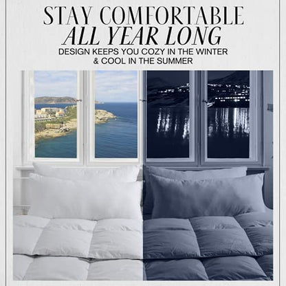  Italian Luxury Full/ Queen Size Comforter - 2100 Series Blanket, Down Alternative Insert W/ Corner Tabs - Home Bedding - 89"x89" White