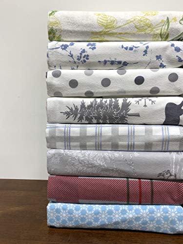  Heavyweight Flannel, 100-Percent Cotton Twin Extra Long XL 3PC Bed Sheets Set, Polka Dots Print, 170 GSM