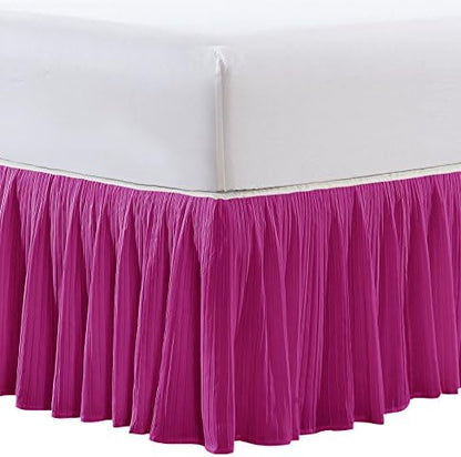  Microfiber Pleated Bedskirt, Stylish Design Wrap Around Solid Microfiber With 18" Drop, Gathered Ruffled Bedding Home Decoration, King, Birdsong Coral (78" X 80" + 18")