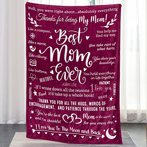  Best Mom Ever Blankets, Mom Blankets From Daughter Son, Letter Warm Soft Throw Blankets For Mom, Mother Blankets For Mom, Mom Gifts For Birthday, Christmas, 50" X 70"