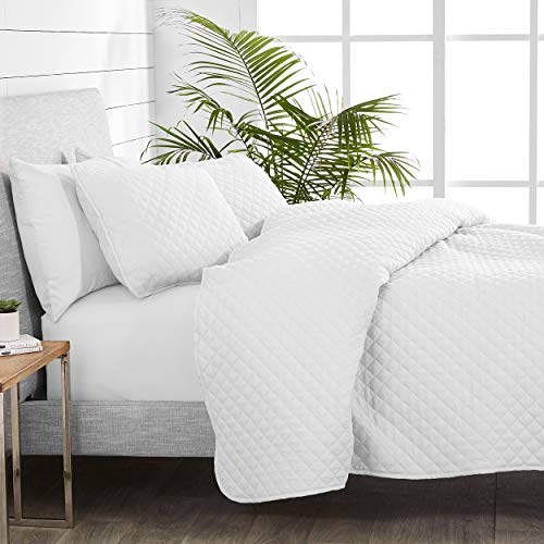  Premium 2 Piece Quilt Set - Twin/Twin Extra Long Size - Coverlet Set - Diamond Stitched Bedspread - Ultra-Soft Luxurious Lightweight All Season Bedspread (Twin/Twin XL, White)