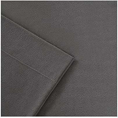  Peak Performance 3M Scotchgard Micro Fleece Bed Sheet Set Wrinkle And Stain Resistant, Soft Plush Sheets With 14" Deep Pocket, Cold Season Cozy Bedding-Set, Matching Pillow Case, Queen, Grey, 4 Piece