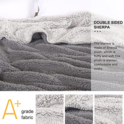  Sherpa Thick Blanket, Double Side Sherpa Fleece Blanket, Cozy Warm Sherpa Throw Blanket In The Whole Winter. Fuzzy Fluffy Soft Twin Size Grey Blanket Suitable For Couch Bed(60"x80")