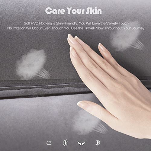 Kimiandy Inflatable Travel Pillow,Inflatable Neck Air Pillow For Sleeping To Avoid Neck And Shoulder Pain,Used For Airplanes/Cars/Buses/Trains/Office Napping (Dark Grey)
