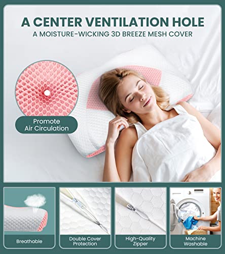  Famedio Adjustable Cervical Pillow For Neck Pain Relief, Hollow Contour Memory Foam Pillows Plus Support, Odorless Orthopedic Bed Pillows For Sleeping, Shoulder Pillow For Side Back Stomach Sleeper