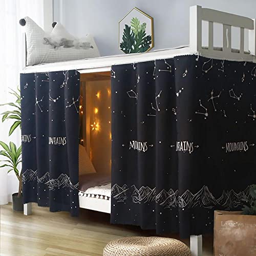  Bunk Bed Drapes For Bottom 2 Pcs/Set Lightproof Bed Canopies Curtain In Student Dormitory Bedroom Cute Lighttight Cloth (Cat&Star,3.8ft H)