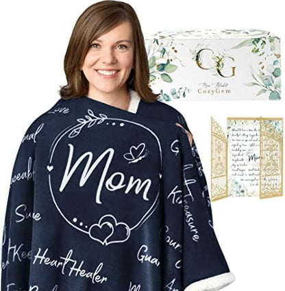  Mom Blanket, Mom Birthday Gifts, From Daughter Or Son, Best Mom Cozy Throw Blankets With Letter, Mom Gifts, Love You Mom Blanket, Mothers Day Blanket, 65x50, Fleece - Gray