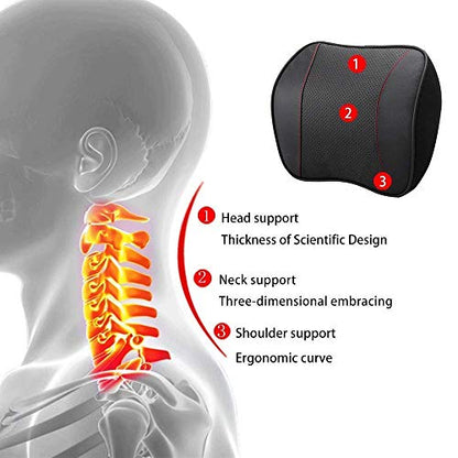  Awave Bloom Car Headrest,Car Seat Neck Rest Pillow,Comfort Headrest Cushion For Chair,100% Memory Foam Cervical Support,Leather Headrest For Driving,Relieve Neck Pain,Neck Supports For Car(Black)