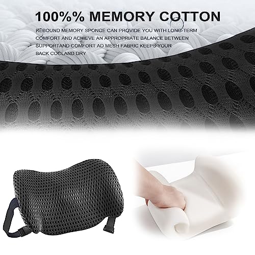  TTKXT Lumbar Support Pillow For Car For Low Back Pain Relief With Adjustable Straps.Memory Foam Lower Back Pillow For Bed, Office Chair, Gaming Chair, Recliner Improve Posture (Black)