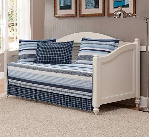  5pc Daybed Cover Set Quilted Geometric Bedspread New (Grey)