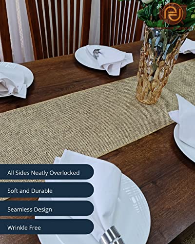  Arfair Dessin 13x48 Inch 4Ft Burlap Jute Textured Polyester High Density 650 GSM Fabric Table Runner Dresser Dining Wedding Party Fall Decorations : Natural