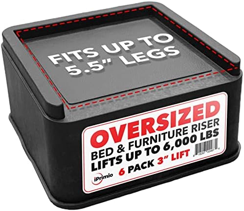  Oversized Bed Risers - Square, 3 Inch Lift, Heavy Duty, 4 Pack, Up To 6000lbs - Bed Raising Blocks, Furniture Risers - Safe, Sturdy Bed Lifts For College Dorm Rooms, Couches, Tables, Desks