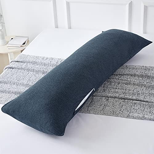  Body Pillow Cover Case 20x54 Inch, Soft Cotton Long Pillowcase With Zipper, Jersey, 20x54 Inch, Light Grey
