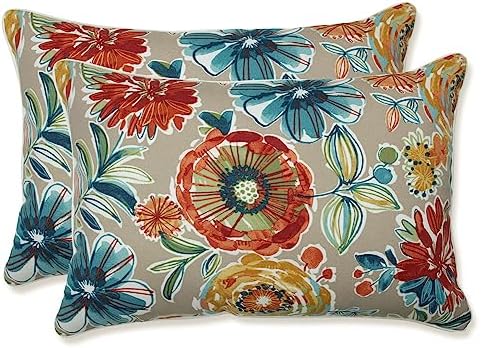  Pillow Perfect Floral Outdoor Throw Accent Pillow, Plush Fill, Weather, And Fade Resistant, Medium Square - 16.5" X 16.5", Black/Yellow Crosby, 2 Count