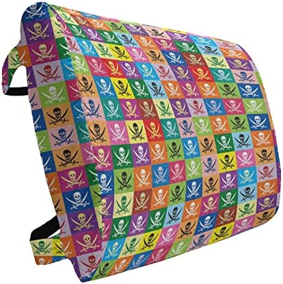  Ambesonne Sugar Skull Lumbar Back Support Pillow, All Saints Day Oriental Mexican Flowers Hearts Vibrant Design Print, High Density Foam For Office Chairs Car Seats, 14" X 13", Hot Pink Purple Green