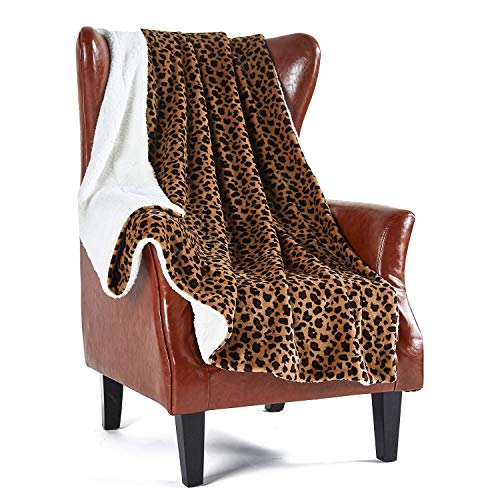  Cheetah Sherpa Throw Blanket Leopard Print Plaid Couch | Ultra-Plush Decorative Soft Colorful | Plush Travel Chair Blanket Throws(60" 70",Leopard)
