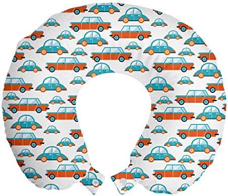  Paw Print Travel Pillow Neck Rest, Puppy Kitten Dog And Cat Themed Repetitive Pet Foot's Stains Concept, Memory Foam Traveling Accessory For Airplane And Car, 12", Grey White
