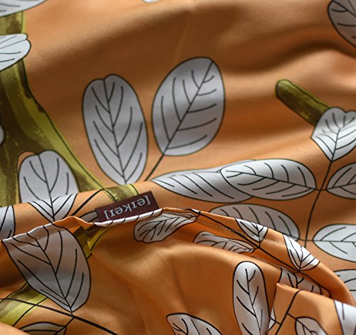  Eikei Modern Vintage Retro Mod Print Bedding Egyptian Cotton Duvet Cover Set Minimalist Chic Botanical Design Asian Zen Style Reversible Pattern In Full Queen Or King Size (King, Orange Sorbet)