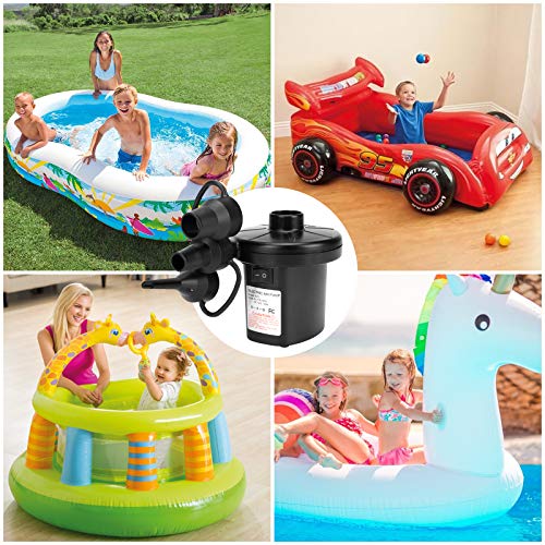 Electric Pump, PULIDIKI Air Pump For Inflatables Air Mattress Pump With 3 Nozzles Inflator/Deflator Portable Quick Air Pump For Camping Inflatables, Air Mattress Bed, Air Sofa, Pool Toys AC/DC (50W)