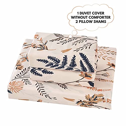  3 Pcs Blush Pink Floral Duvet Cover Set King Size, Soft Botanical Printed Microfiber Comforter Cover Zipper Closure Corner Ties