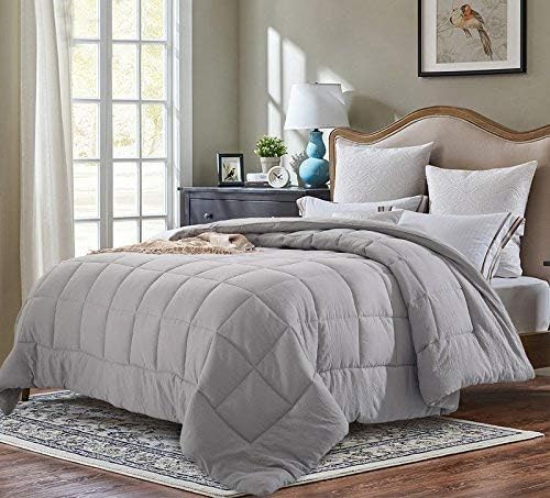  EVOLIVE All Season Pre Washed Soft Microfiber White Goose Down Alternative Comforter With Box Stitching (Mint, Full/Queen)