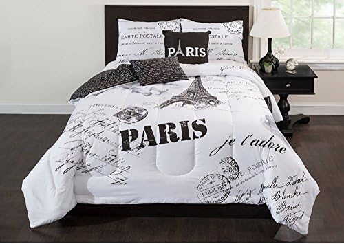  Casa J'Adore 5-Piece Comforter Set, Full,Black And White