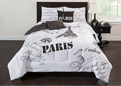  Casa J'Adore 5-Piece Comforter Set, Full,Black And White