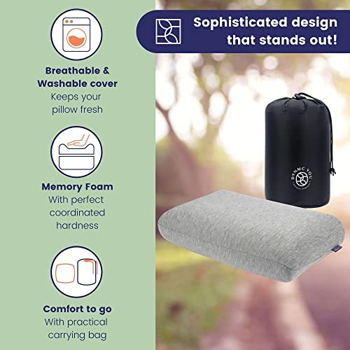  Small Memory Foam Travel Pillow, Camping Pillow With Bag, Bamboo Cover - Modern, Firm Memory Foam Pillow - Perfect Neck Support Pillow, Neck Pillow Travel, Car Pillow, Backpacking Pillow