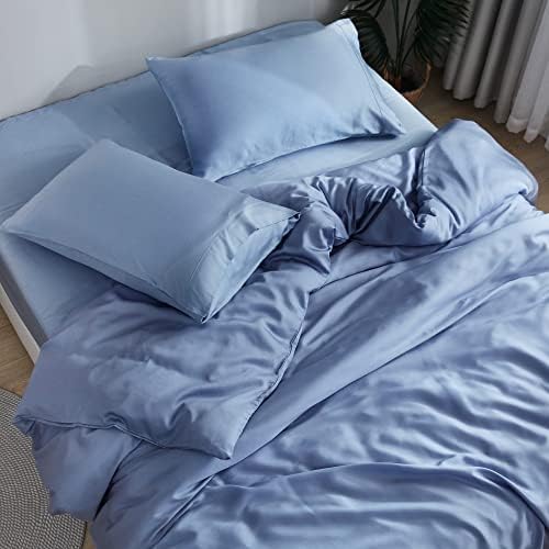  By SIJO 100% Organic Bamboo Sheet Set, Buttery Soft, Cooling For Hot Sleepers, Silky Breathable, Oeko-TEX, High GSM, 16" Deep Pockets - 3pc - 2 Pillowcases 1 Fitted Sheet (Fog, King)
