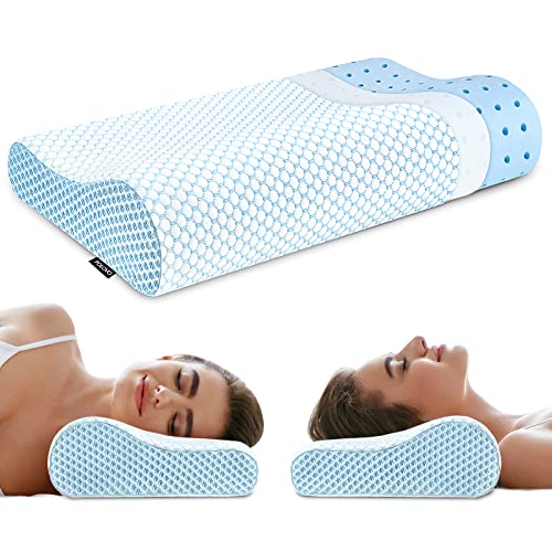  Memory Foam Pillows Neck Pillow Bed Pillow For Sleeping Ergonomic Cervical Contour Pillow For Side Back Stomach Sleeper Pillow For Neck Shoulder Pain