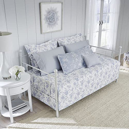 Laura Ashley Home - Daybed Set, Lightweight Bedding With Matching Shams & Pillow Cover, Home Decor For All Seasons (Walled Garden Blue, Daybed)
