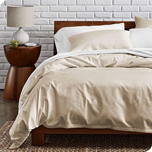  Bare Home 100% Organic Cotton Twin/Twin Extra Long Duvet Cover Set - Crisp Percale Weave - Lightweight & Breathable - Cooling Duvet Cover Set (Twin/Twin XL, Grey)