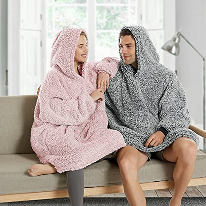  HORIMOTE HOME Cozy Sherpa Wearable Blanket Hoodie Mother S Day Gifts For Mom Gift Idea,Hooded Snuggle Blanket,Oversized Blanket Sweatshirt-Super Warm Light Weight, Pink