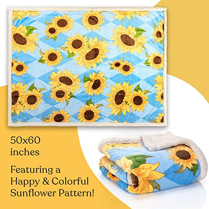  Unflower Blanket - 50x60 Inch Lightweight And Luxuriously Ultra Soft Bright And Cheerful Sunflower Throw Blanket - Beautiful Sunflower Decor For Bedroom Or Living Room